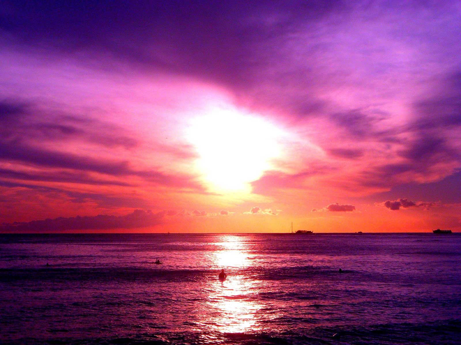 Purple Ocean Sunset Oahu Hawaii Hawaii Pictures